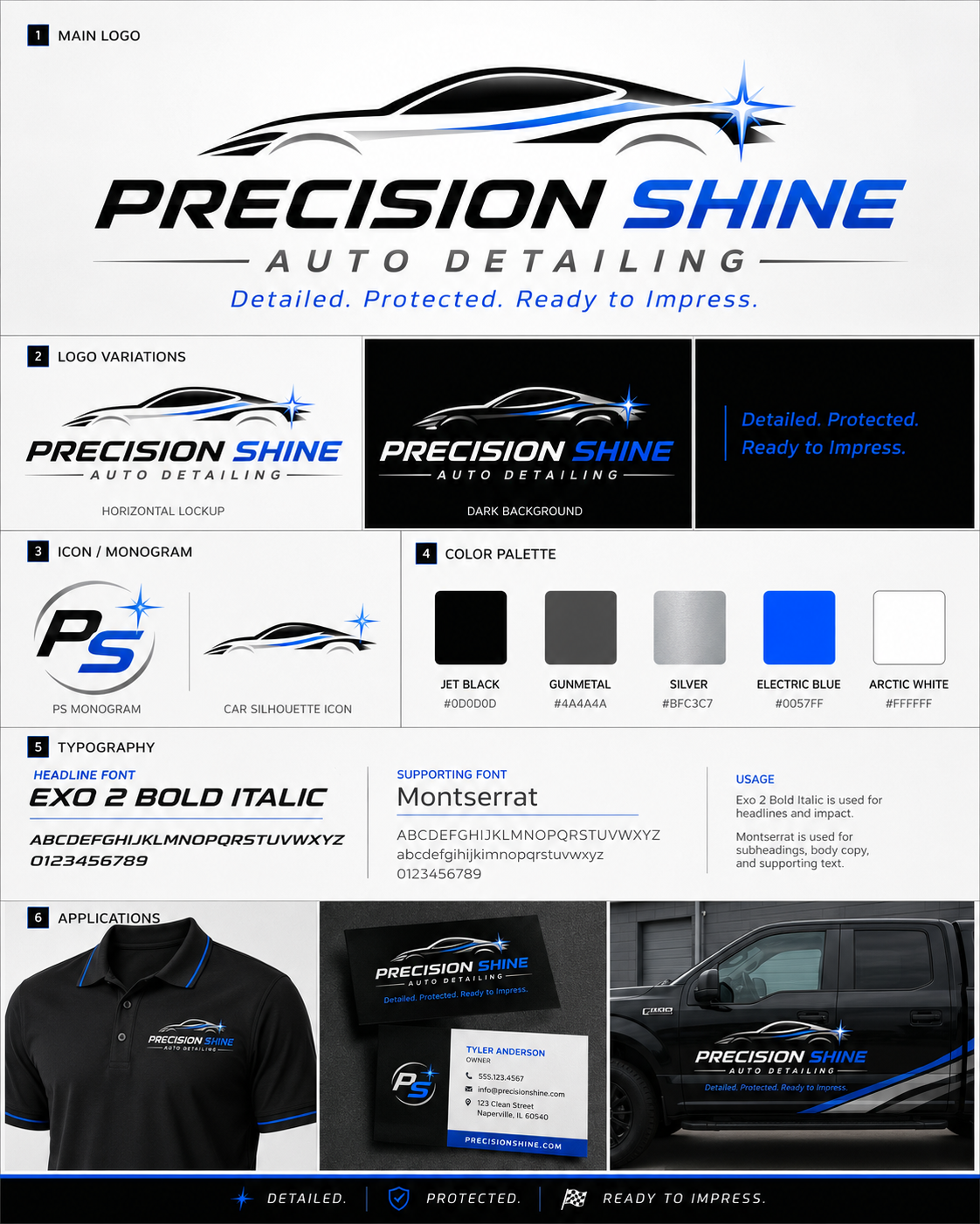 Precision Shine Auto Detailing brand identity presentation