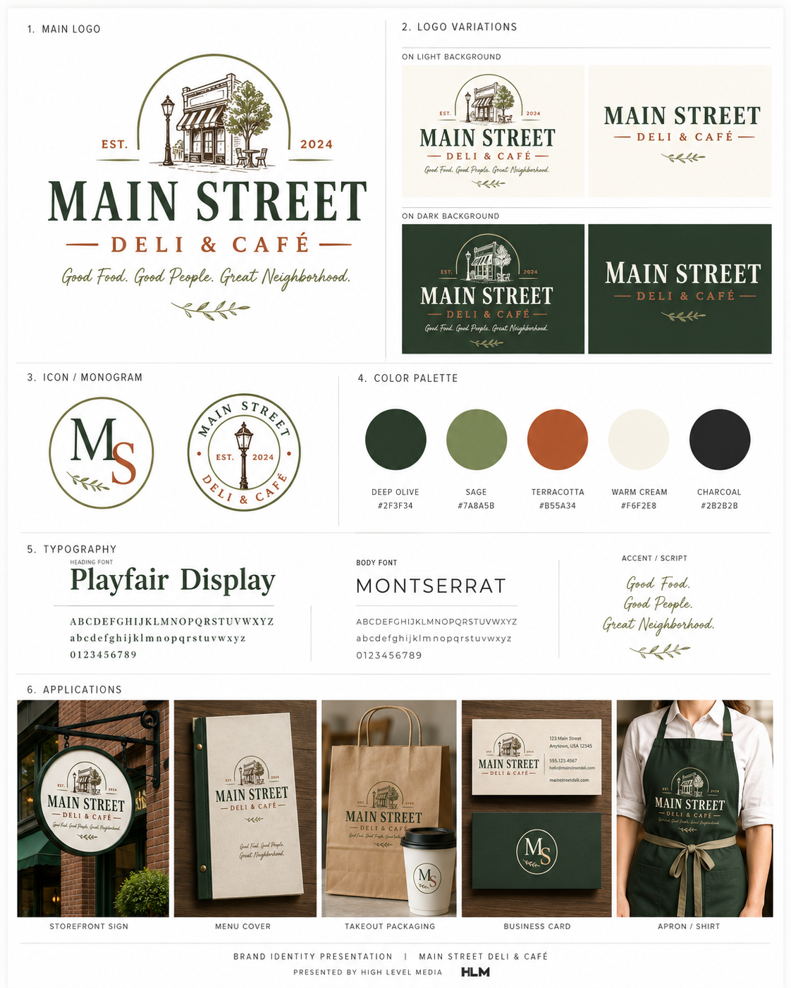 Main Street Deli and Café brand identity presentation