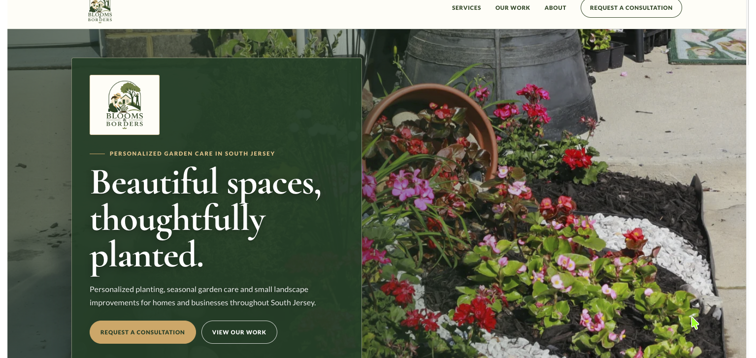 Blooms and Borders website designed by High Level Media